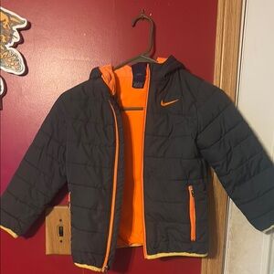 Nike Gray and Orange Puffer Jacket for Sporty Warmth